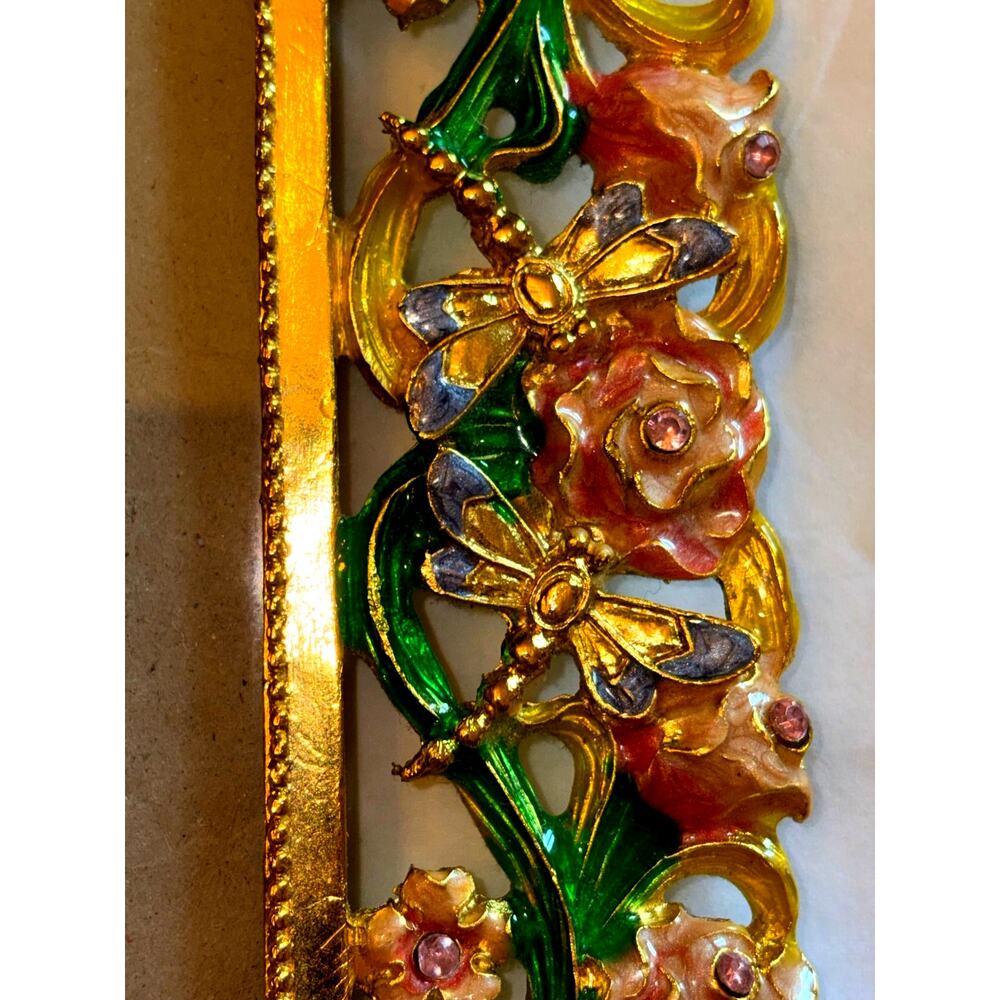 Butterfly Rhinestone Enamel Vintage Picture Photo Frame - Picture 4 of 12